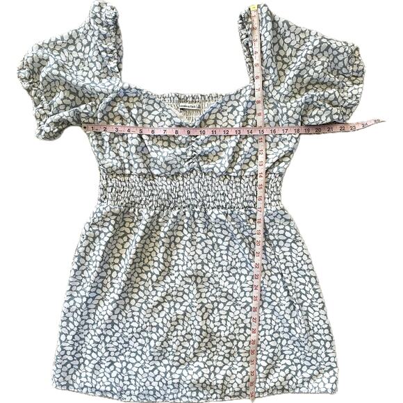 ABERCROMBIE & FITCH Pami Smocked Square Neck Leaf Print Babydoll Mini Dress XL - Picture 8 of 8
